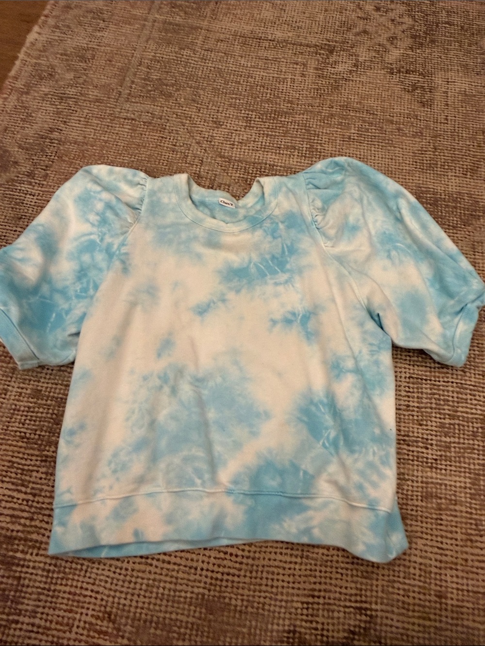 Clare V Tie-Dye Puff Sleeve Top - Light Blue